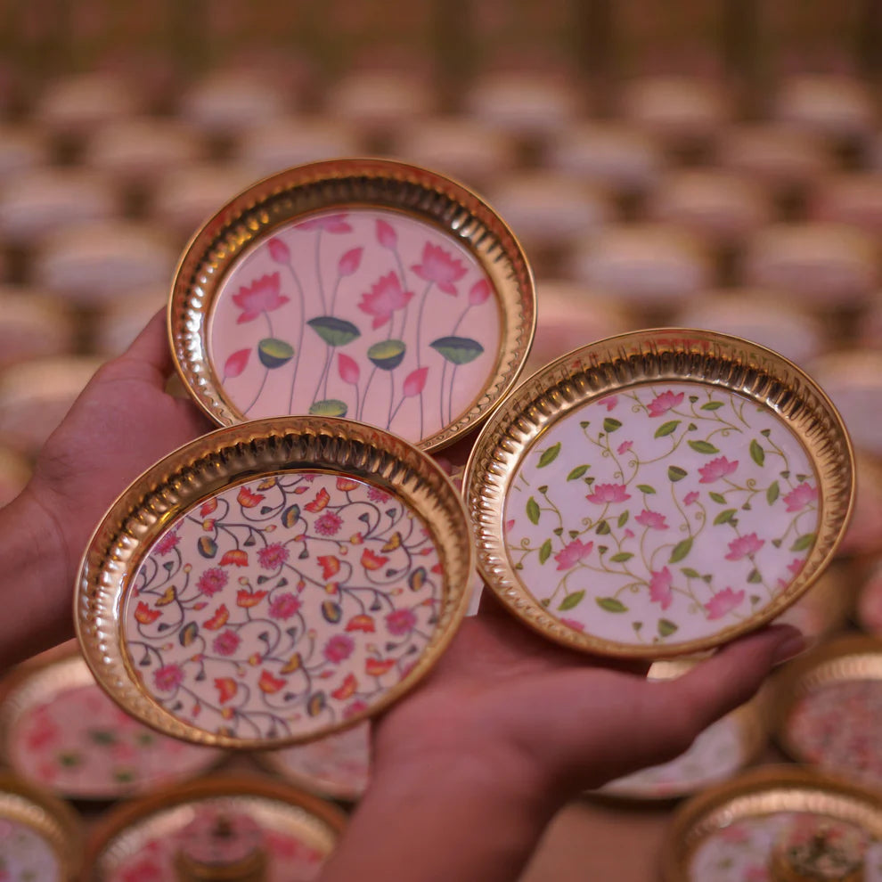 Floral brass plate - 5 inch (Assorted