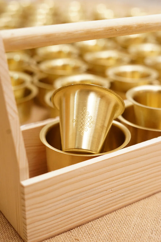 Brass Coffee Kolam Dabara set (Matt finish)
