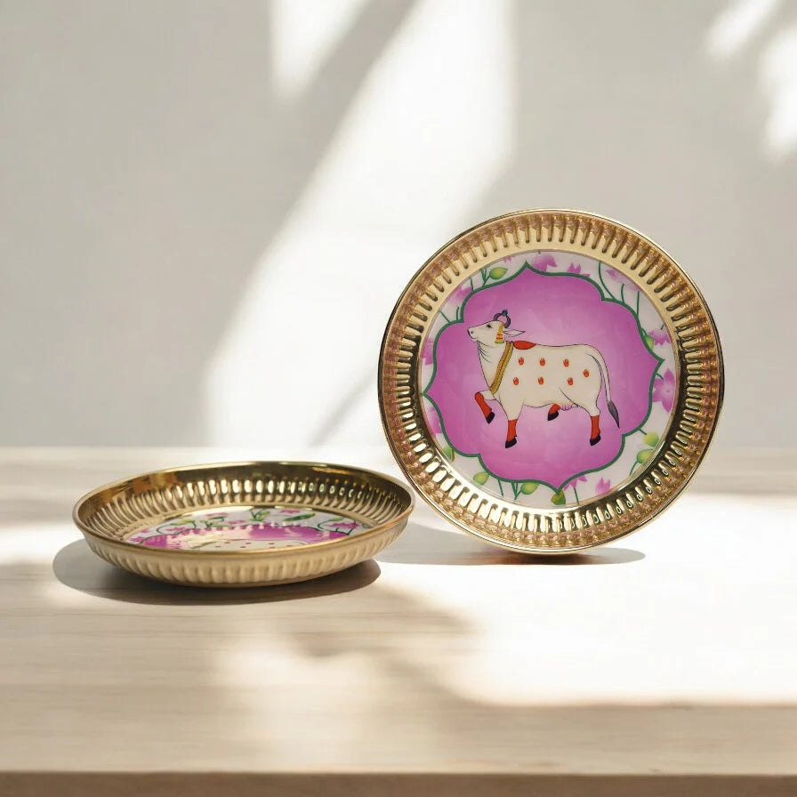 Pichwai brass plate - 5 inch (Assorted)