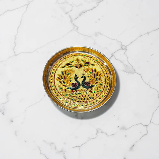 Peacock Meenakari plate - 8 inch (assorted)