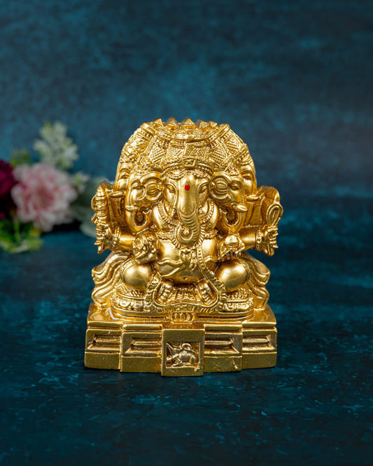 Polystone Panchamukhi Ganesha Idol - 4 inch